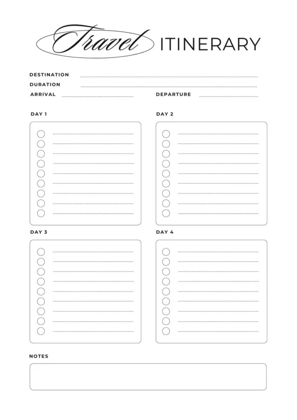 Travel Itinerary Template