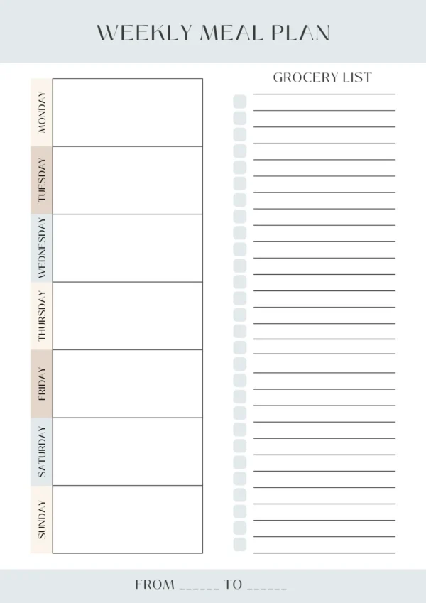 Weekly Meal Planner & Grocery List